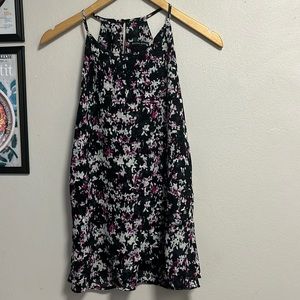 Banana Republic- Black/Floral Layered High/Low Racerback Cami